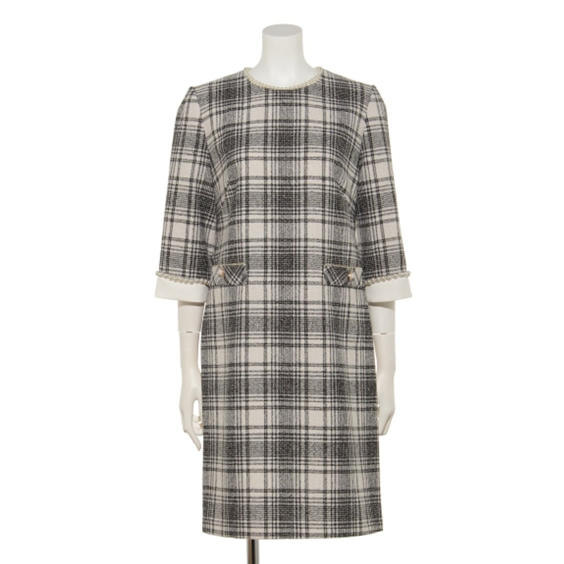 Apuweiser-riche ツイードパールワンピース （チェック