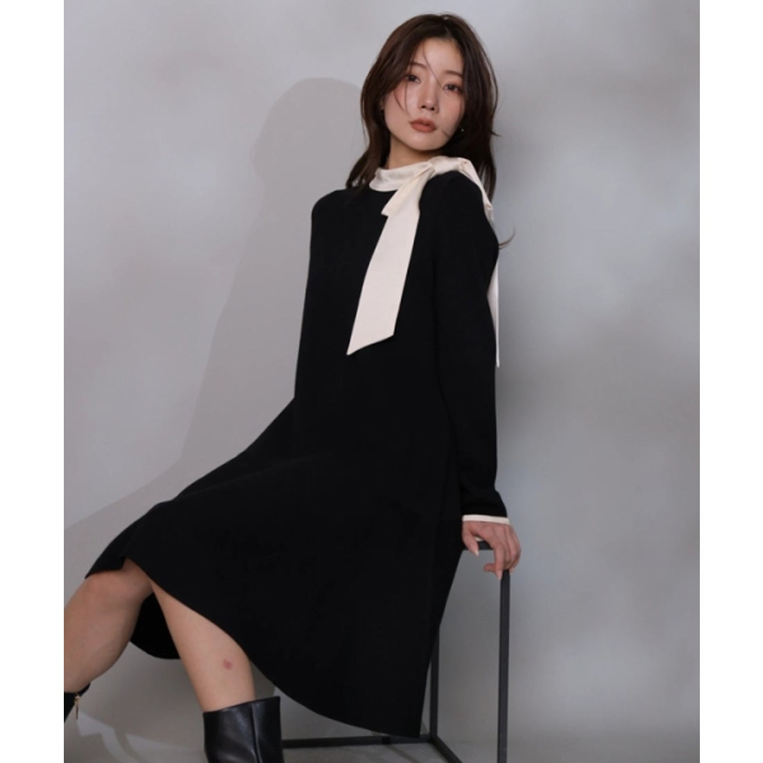 アプワイザー・リッシェ Apuweiser-riche ネックリボンミニニット