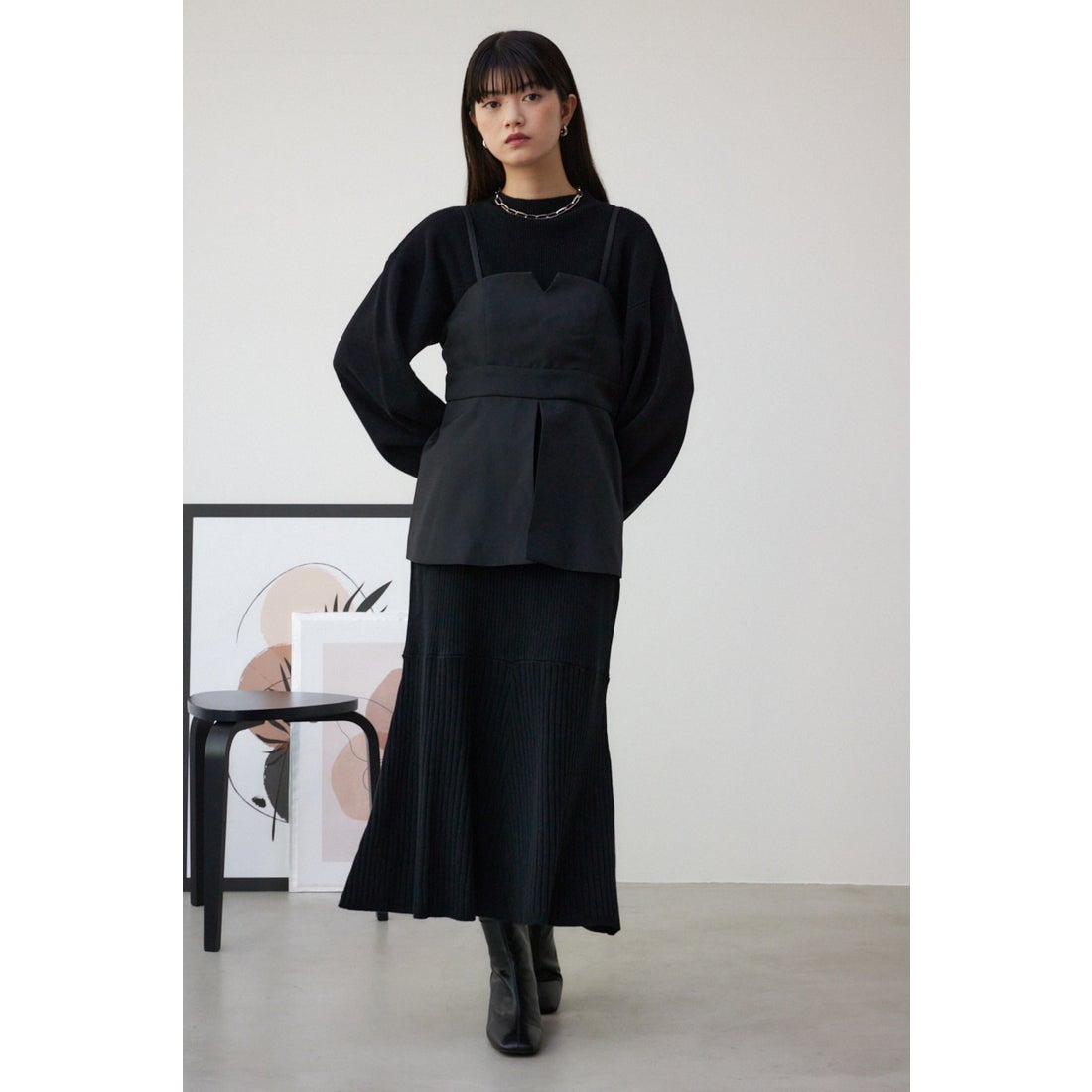AZUL BY MOUSSY ビスチェセットニットワンピース BLK -靴