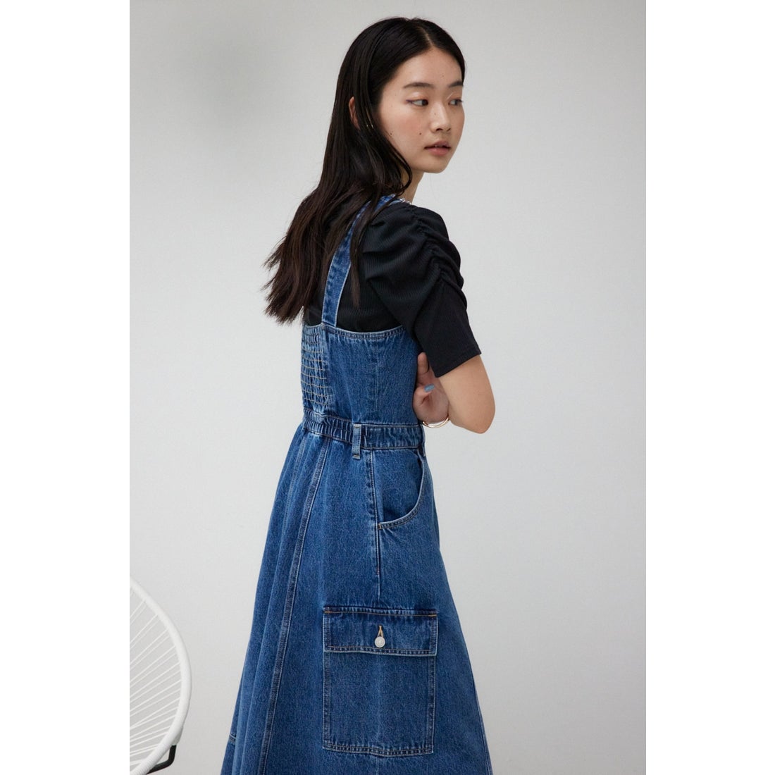 AZUL BY MOUSSY ロングデニムワンピース L/BLU1 -ファッション通販