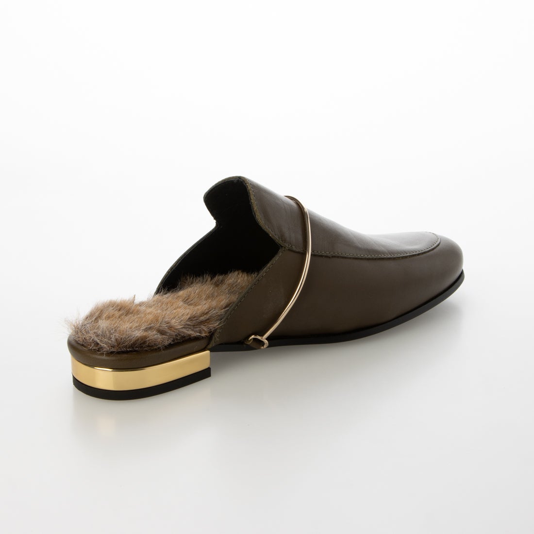 ボントレ BONTRE ファーミュールフラットサンダル （ダークグリーン