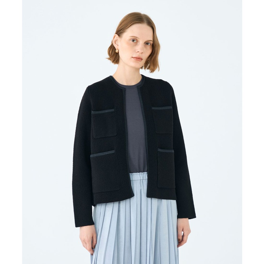 ボールジィ Ballsey ウールナイロンブークレー フロントオープン