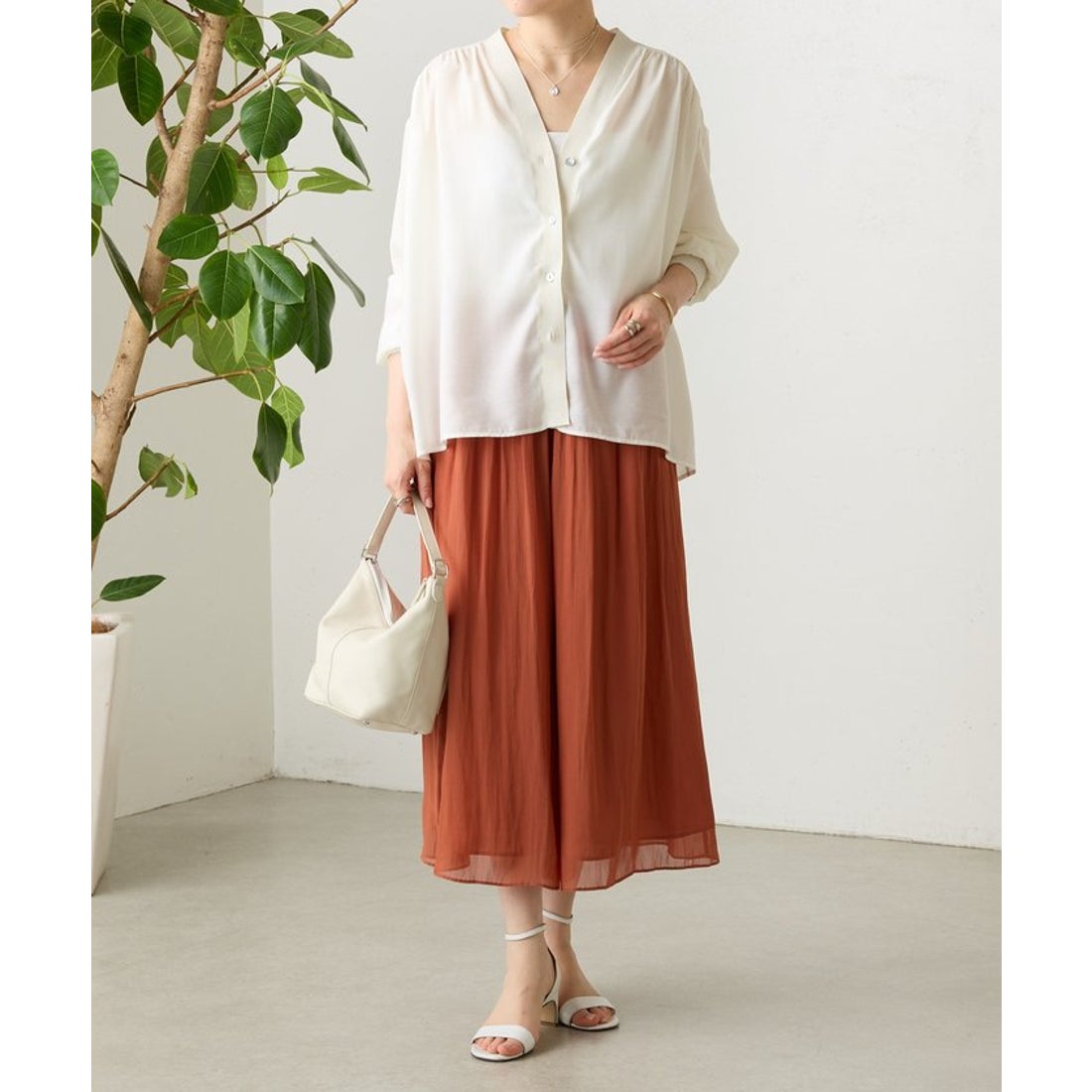 ビアズリー BEARDSLEY NEWシワシフォンギャザーパンツ （brown