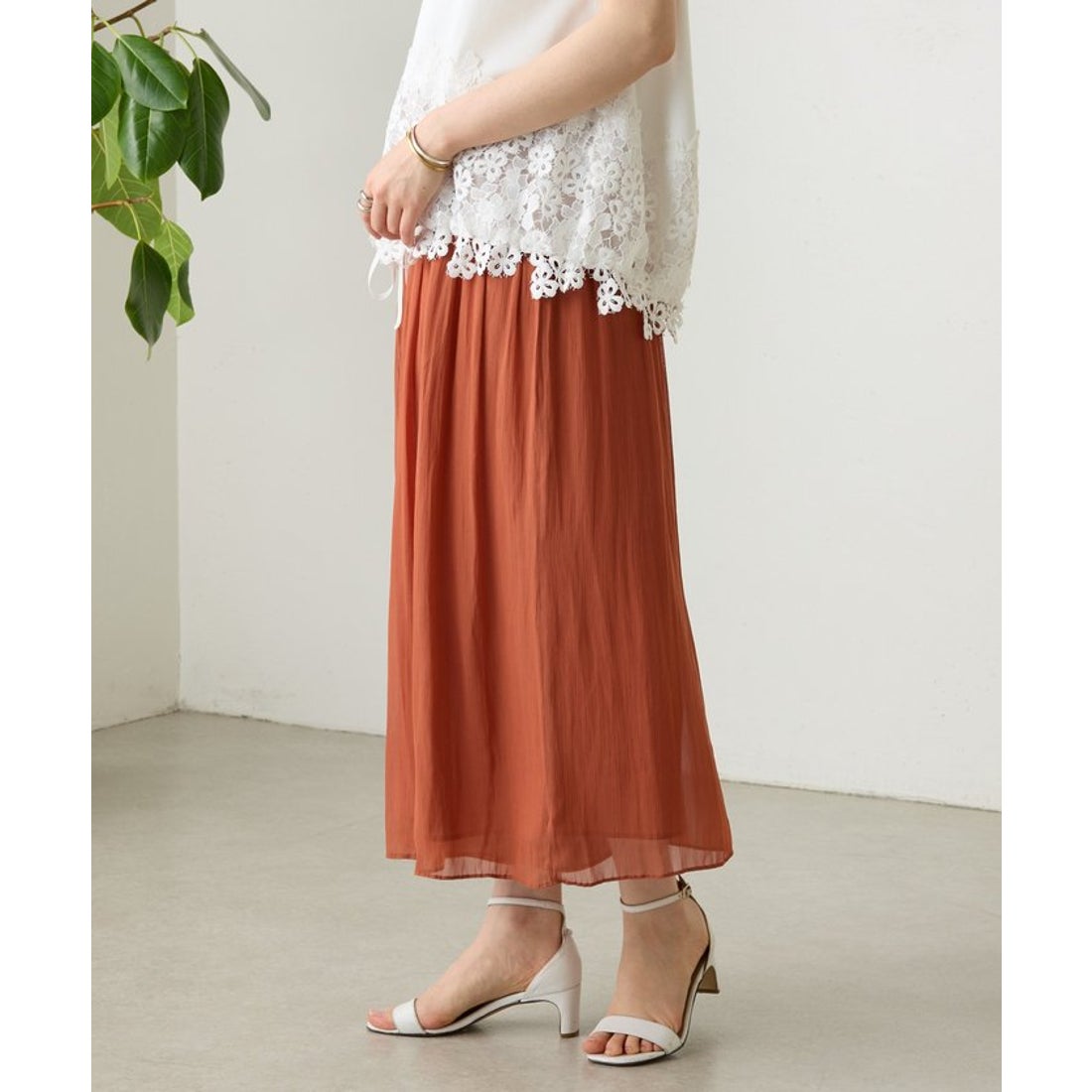 ビアズリー BEARDSLEY NEWシワシフォンギャザーパンツ （khaki