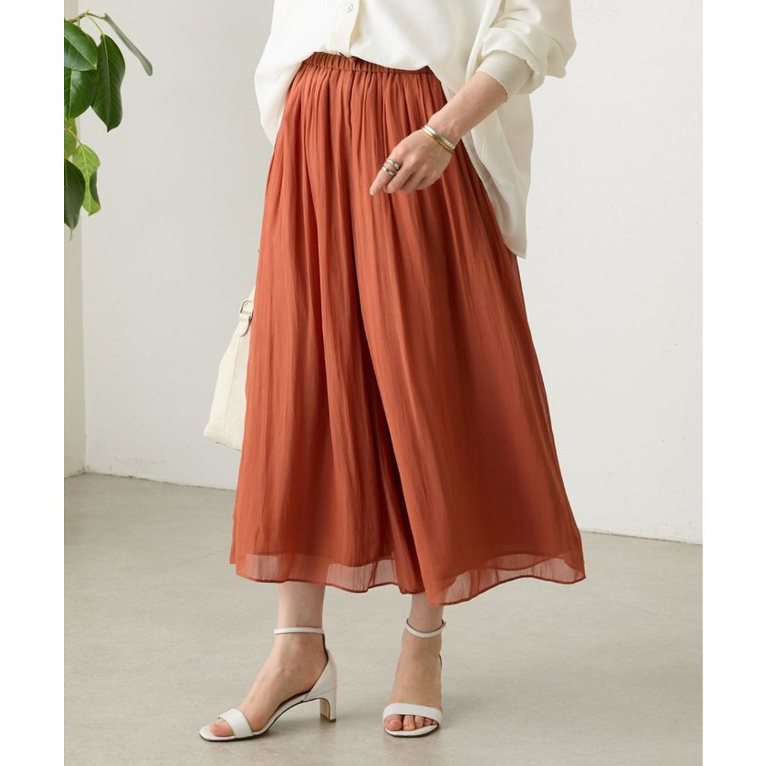 ビアズリー BEARDSLEY NEWシワシフォンギャザーパンツ （orange