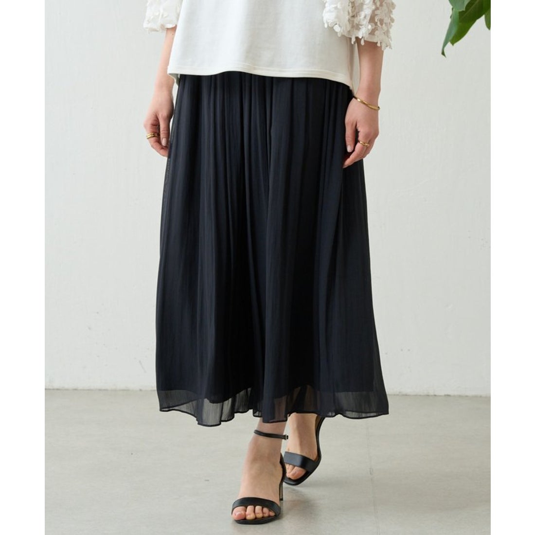 ビアズリー BEARDSLEY NEWシワシフォンギャザーパンツ （orange