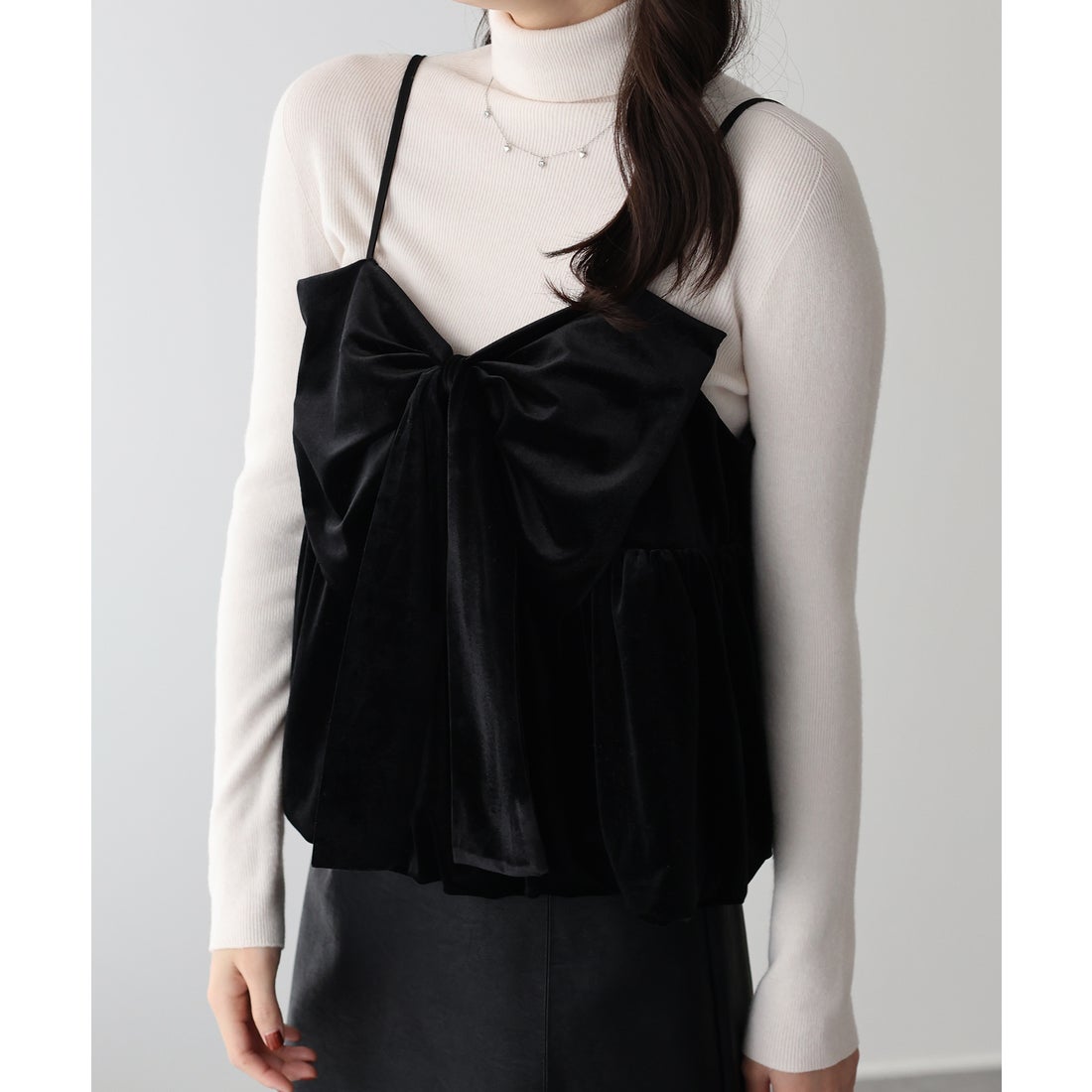 CottonバルーンRibbonビスチェ ブラックFREE CottonバルーンRibbon