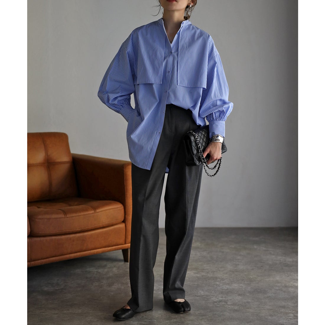 ボンジュールサガン BONJOUR SAGAN フライヨークストライプシャツ