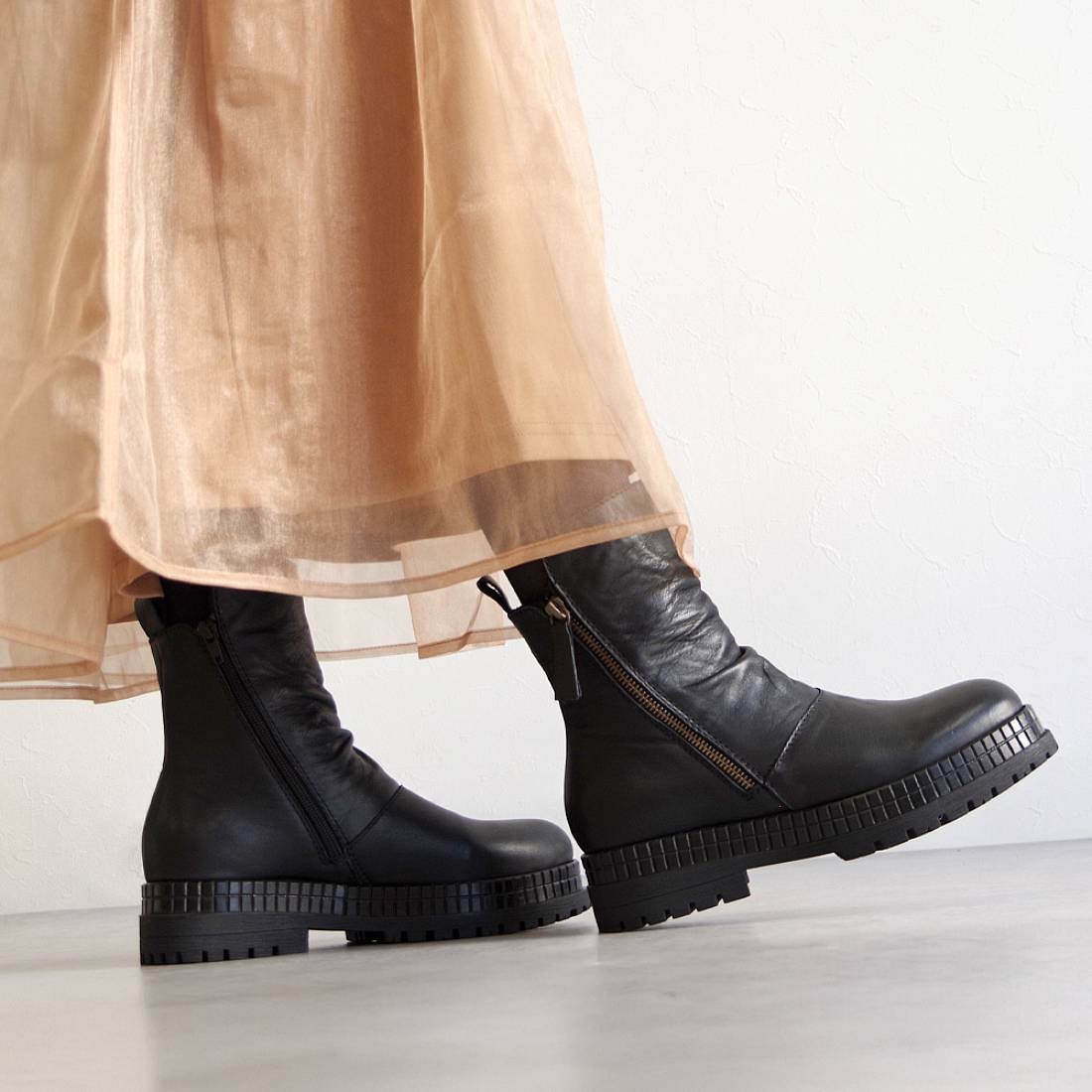ブエノ BUENO サイドジップ厚底ショートブーツ 21w-t3800-bl （BLACK