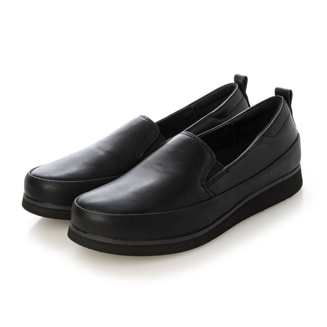 ブソラ bussola 撥水レザースリッポンスニーカー （ブラック