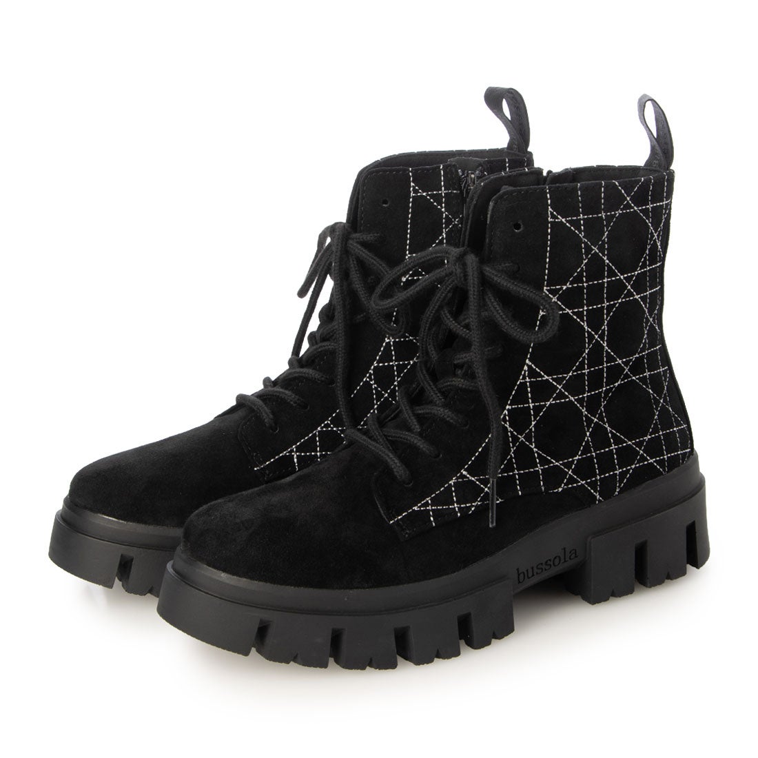 bussola ブソラ ボリュームソールレースアップブーツ （SILK SUEDE