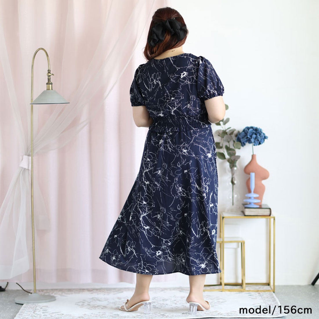 ゴールドジャパン GOLDJAPAN ワンピース ロング 半袖 花柄 リボン 夏