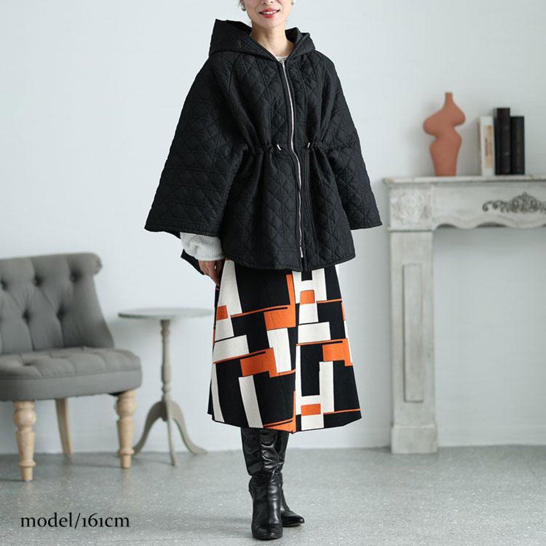 ゴールドジャパン GOLDJAPAN フード付きキルティングポンチョコート