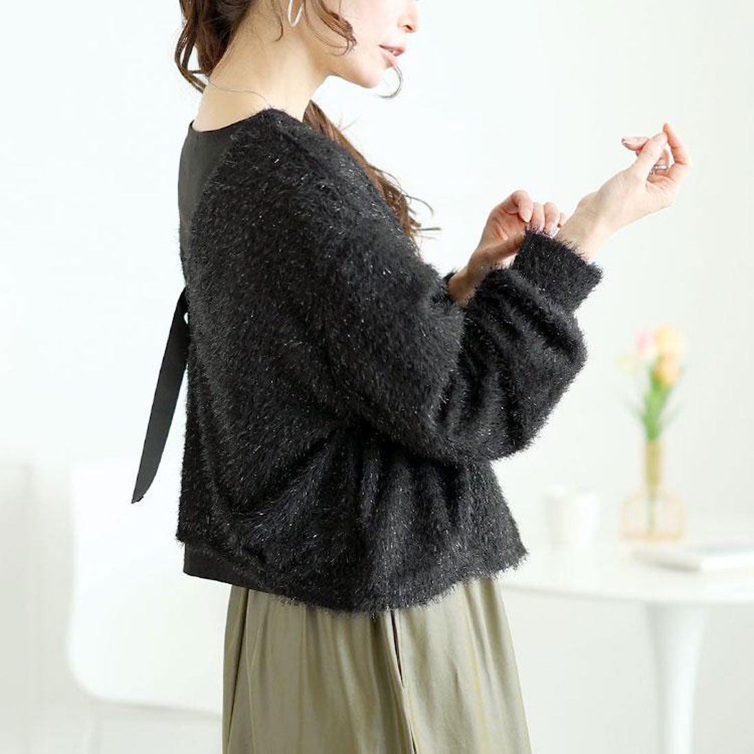 ゴールドジャパン GOLDJAPAN 前後2wayラメシャギーニットカーディガン