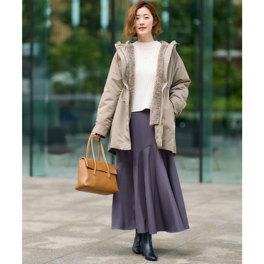 グローブ grove ボアライナー付き3WAYモッズコート （グレージュ(050