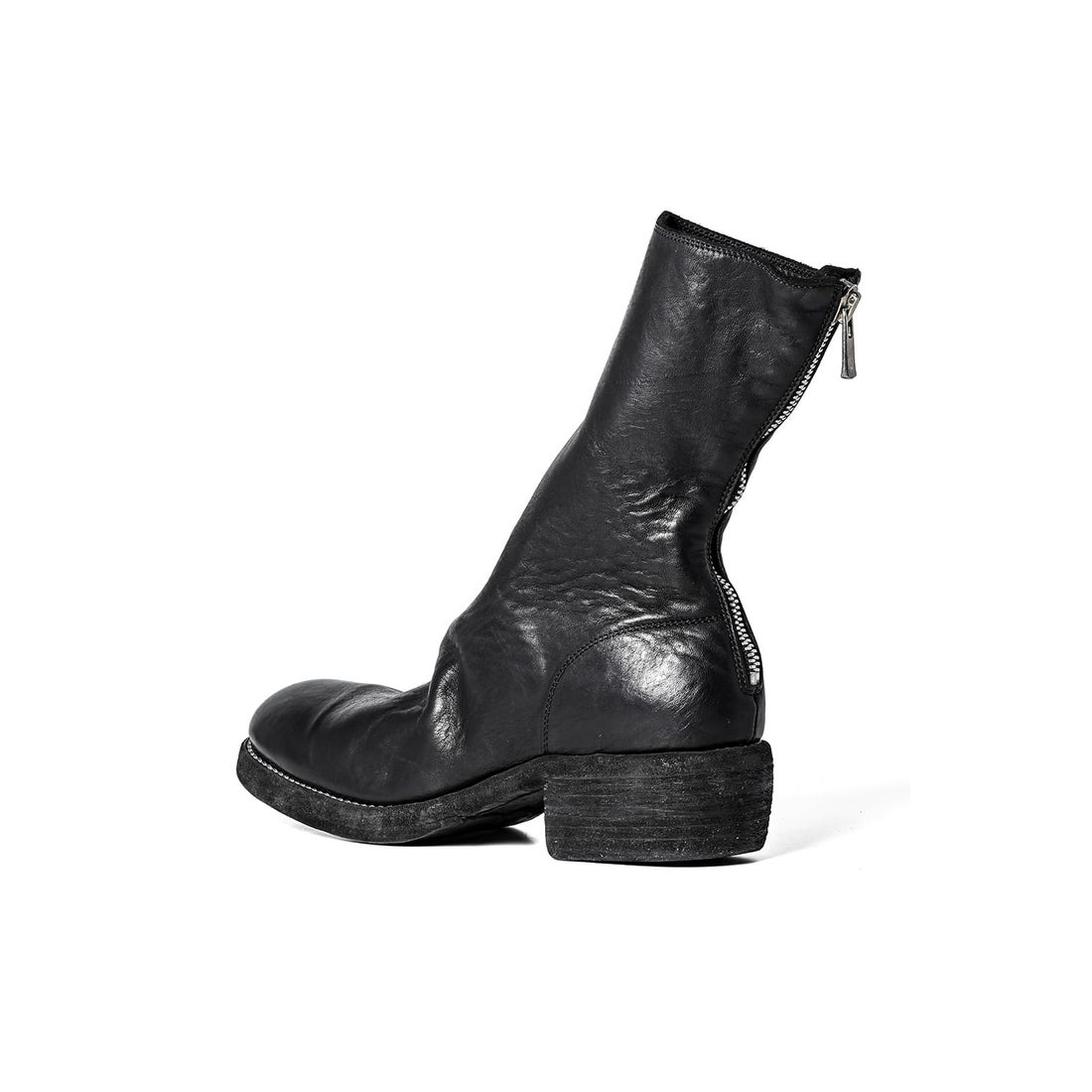 GUIDI Back Zip Boots Double Sole Wide Model （Black） - Osaka