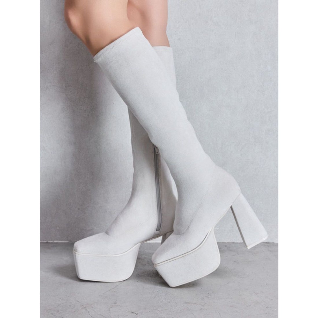 ジェイダ GYDA ストレッチチャンキーブーツ （アイボリー