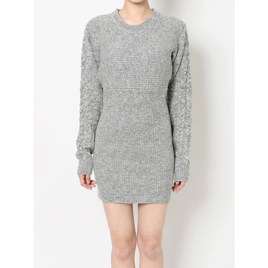 ジェイダ GYDA バックオープンタイトニットワンピ （グレー） -靴