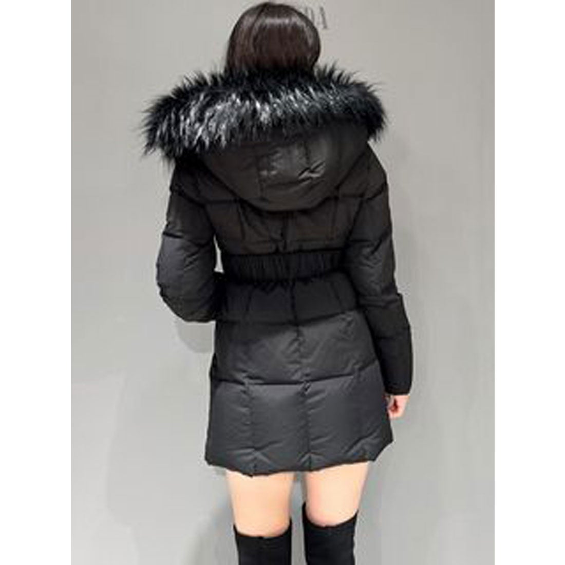 ジェイダ GYDA GYGYベルト付きロングダウンコート （BLK） -靴