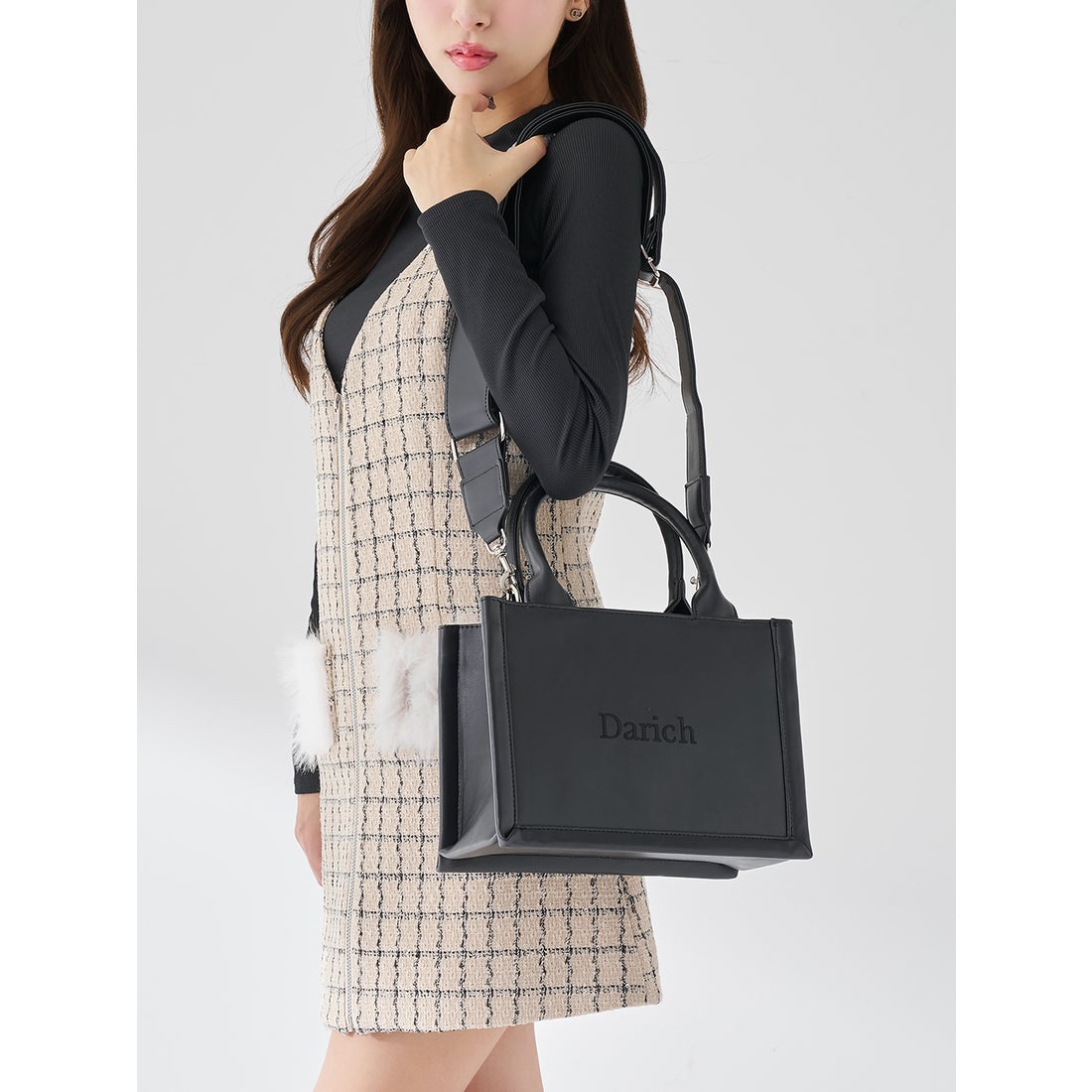 ダーリッチ Darich ロゴショルダーレザーミニトートバッグ （ブラック