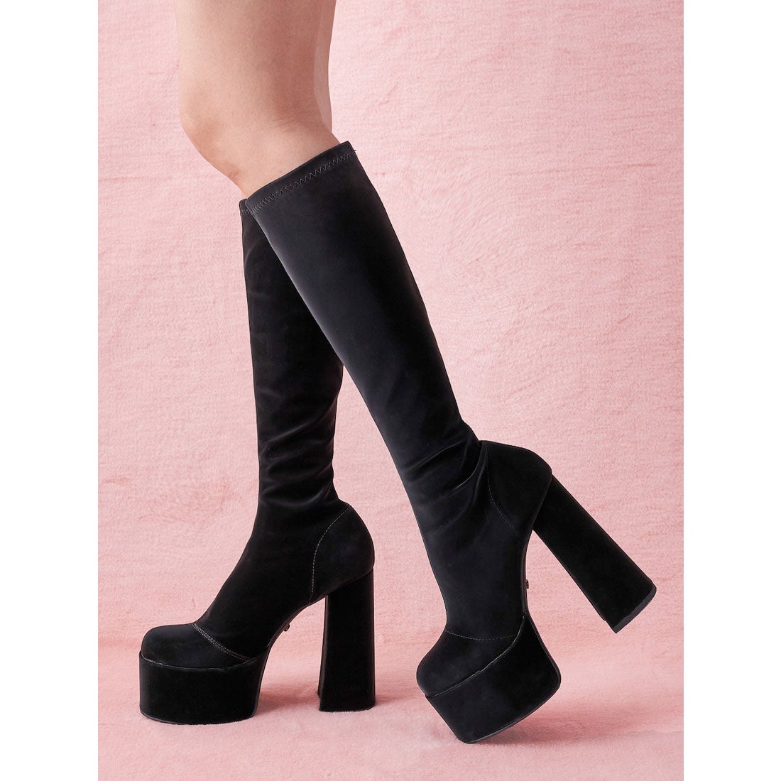 ダーリッチ Darich ウルトラストレッチレザーロングブーツ （ブラック