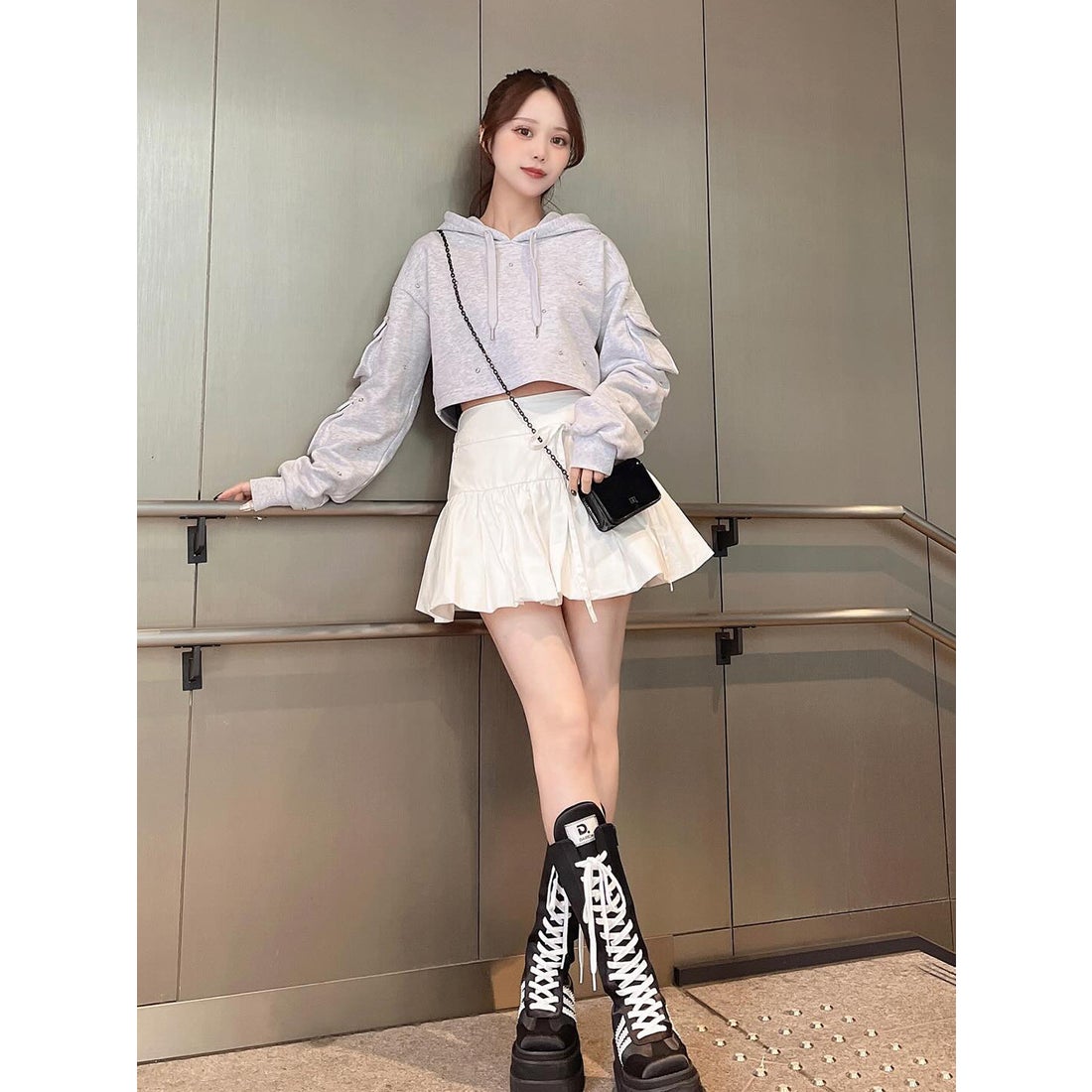 ダーリッチ Darich レースアップスニーカーロングブーツ （ブラック