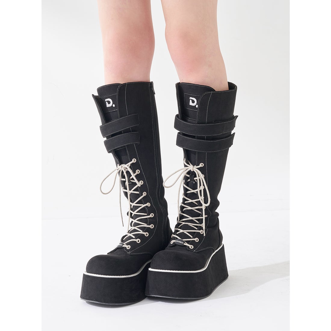 ダーリッチ Darich Dロゴボリュームステッチロングブーツ （ブラック
