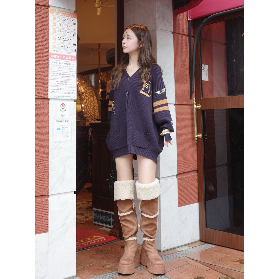 ダーリッチ Darich フェイクムートンニーハイブーツ （キャメル