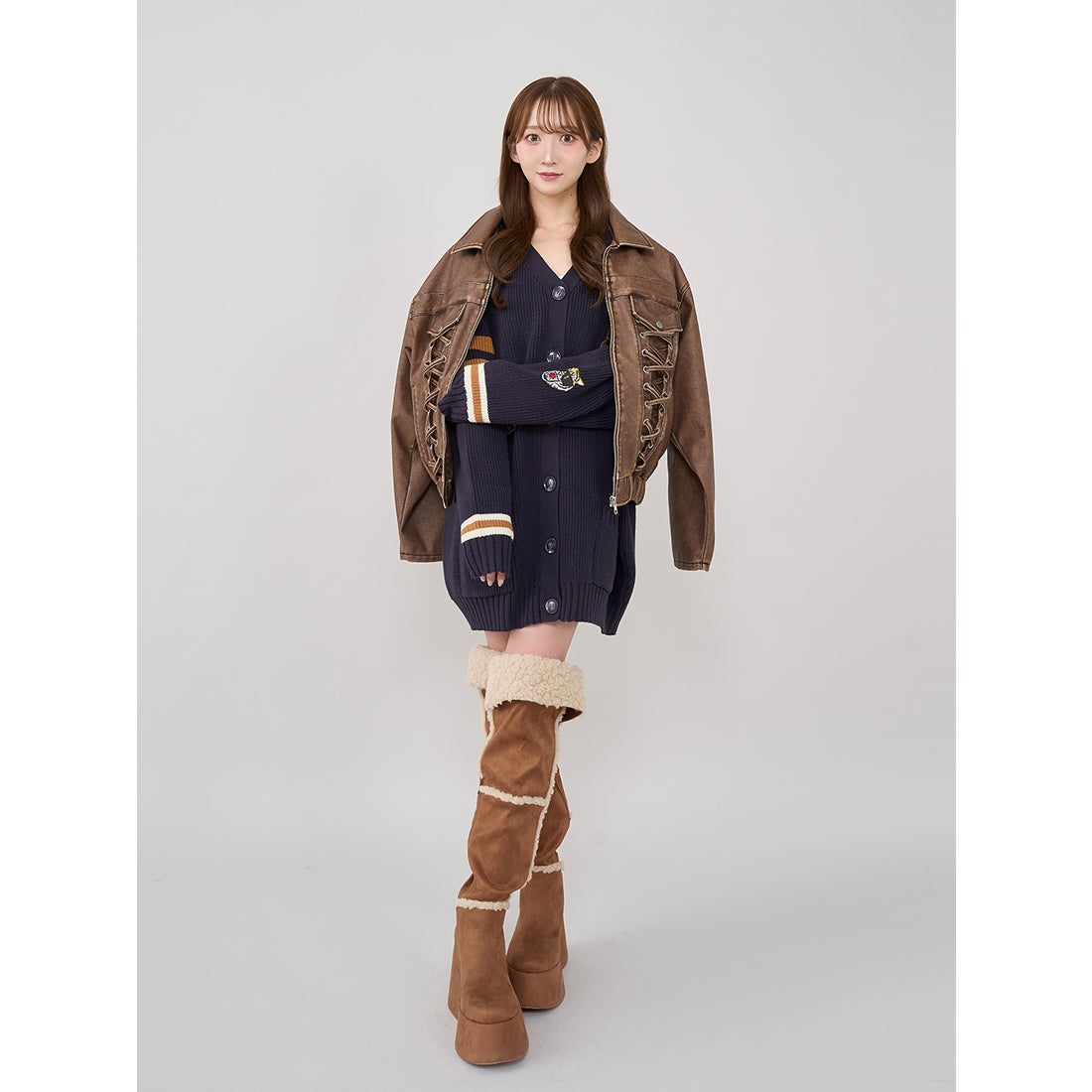 ダーリッチ Darich フェイクムートンニーハイブーツ （アイボリー