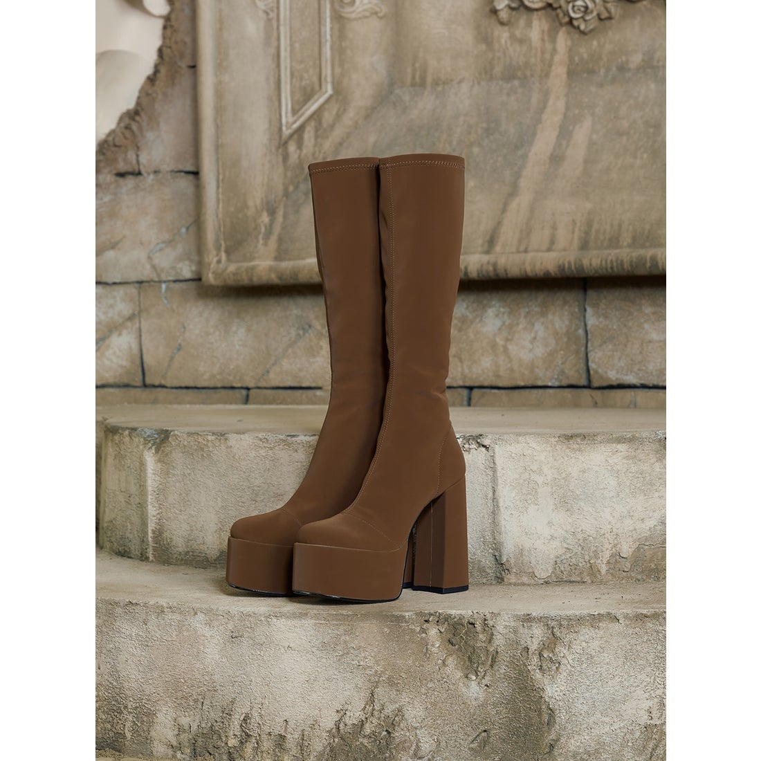 ダーリッチ Darich ウルトラストレッチロングブーツ （ブラウン） -靴