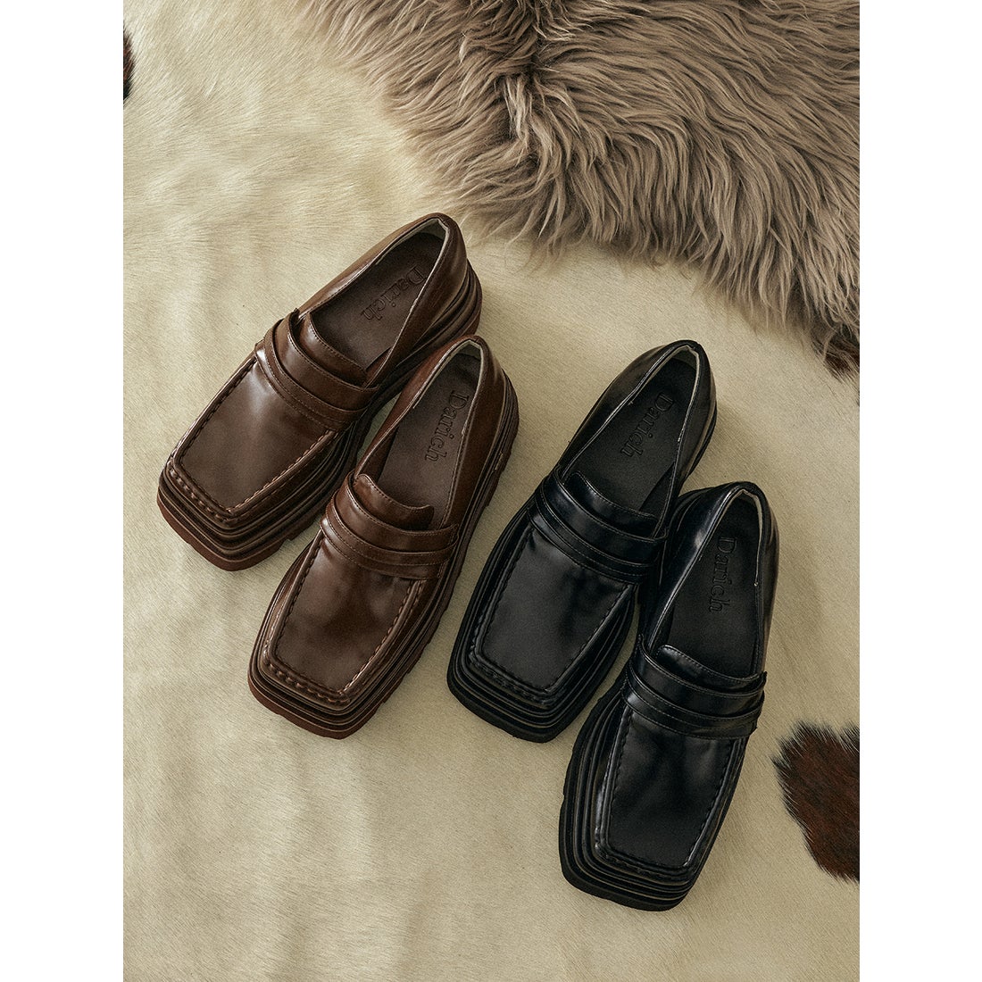 ダーリッチ Darich プラットフォームローファー （ブラウン） -靴