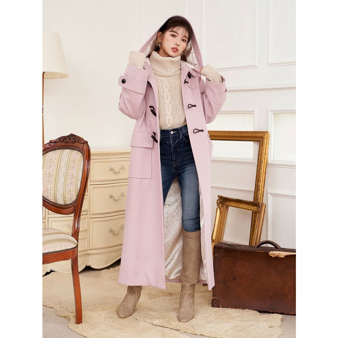 ダーリッチ Darich BIGカラーダッフルコート （ピンク） -靴