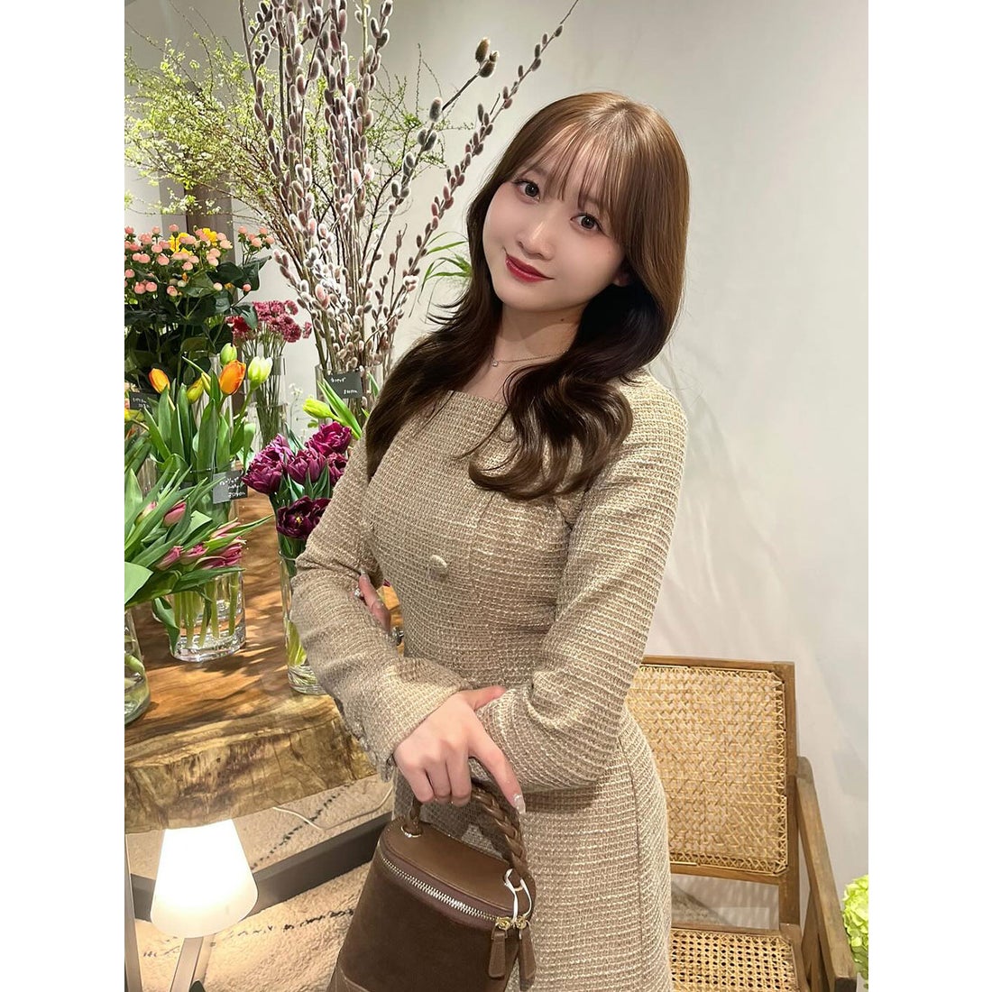 ダーリッチ Darich プリーツドッキングツイードミニワンピース