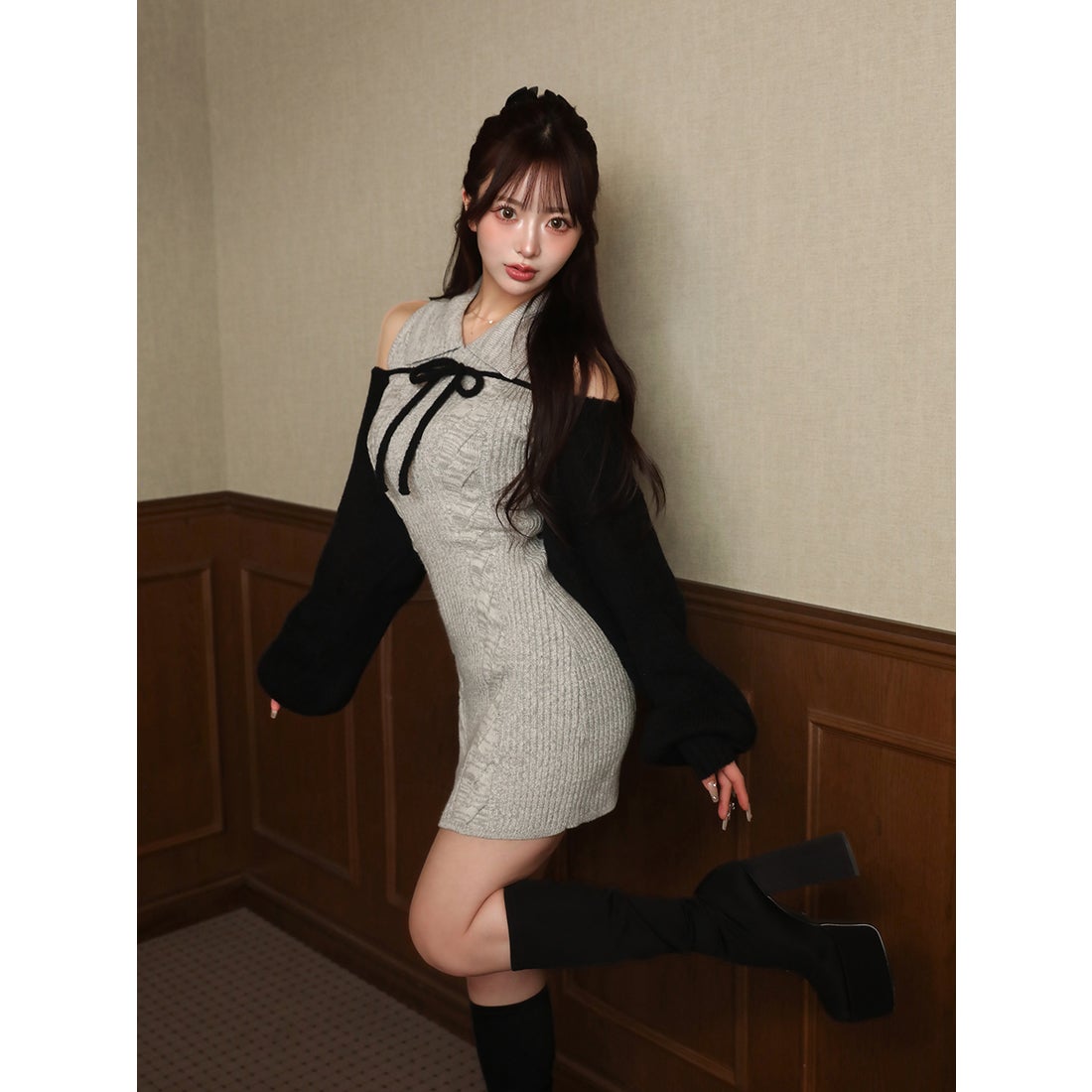 ダーリッチ Darich ショートボレロニットミニワンピース （アイボリー