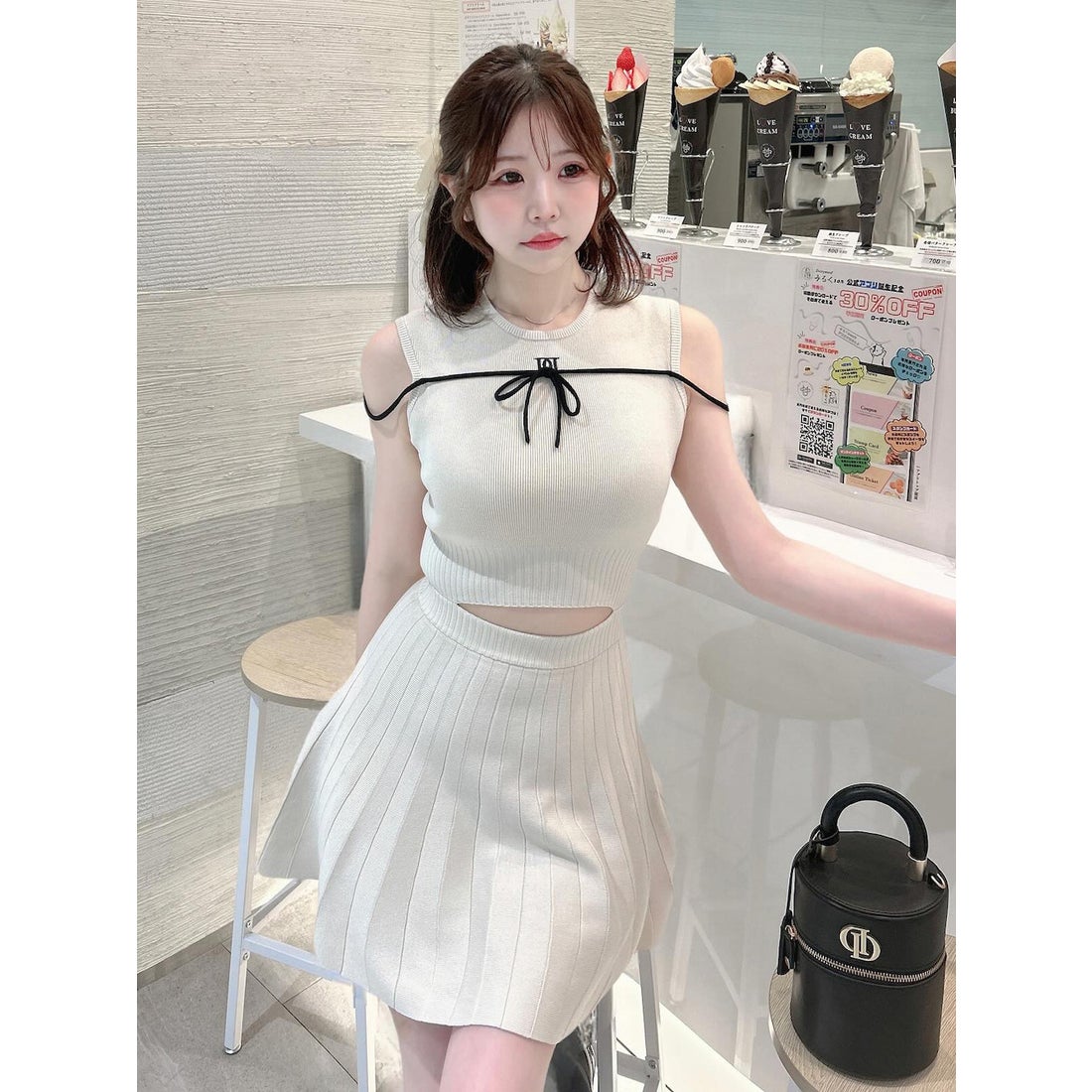 ダーリッチ Darich ウエストオープンストリングニットミニワンピース