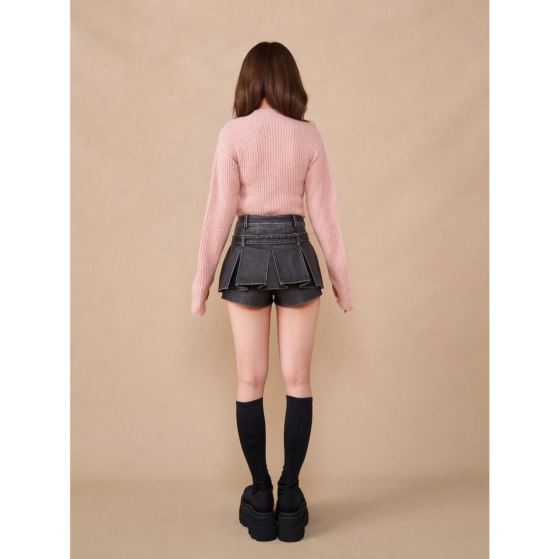 ダーリッチ Darich レースアップリボンニットトップス （ピンク） -靴