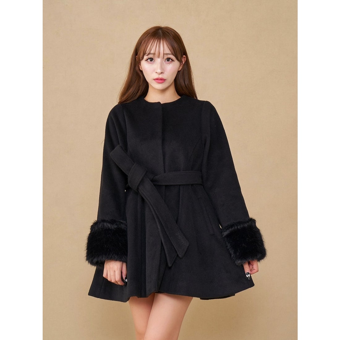 ダーリッチ Darich ウエストベルトメルトンコート （ブラック） -靴