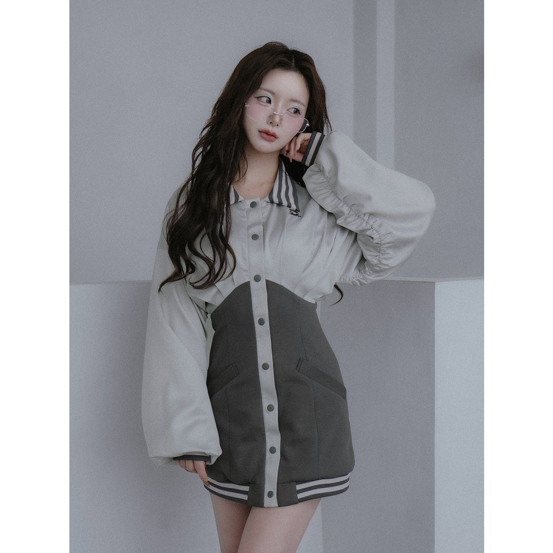 ダーリッチ Darich ドルマンスリムスカジャンミニワンピース （ピンク