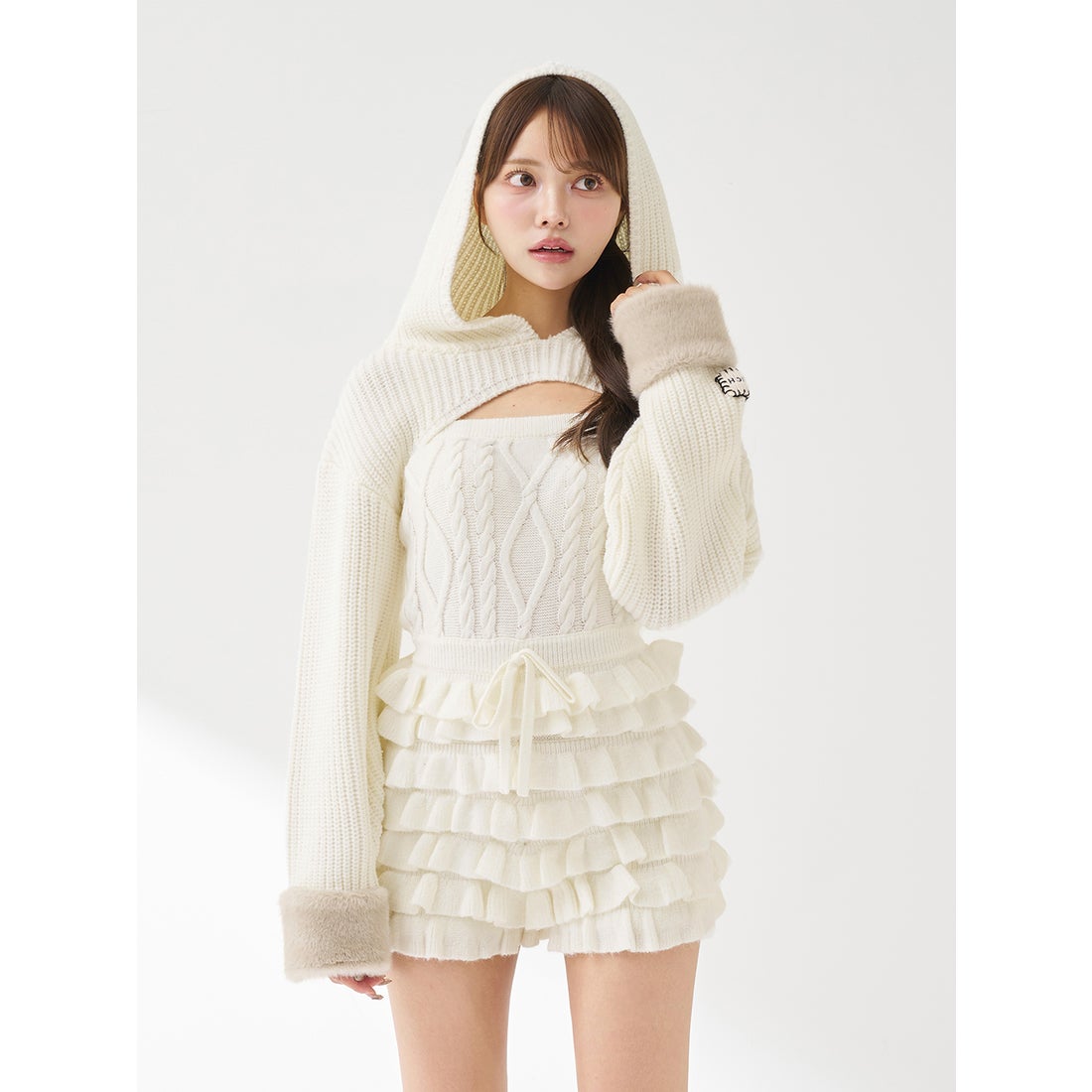 ダーリッチ Darich フリルニットコンビネゾン （グレー