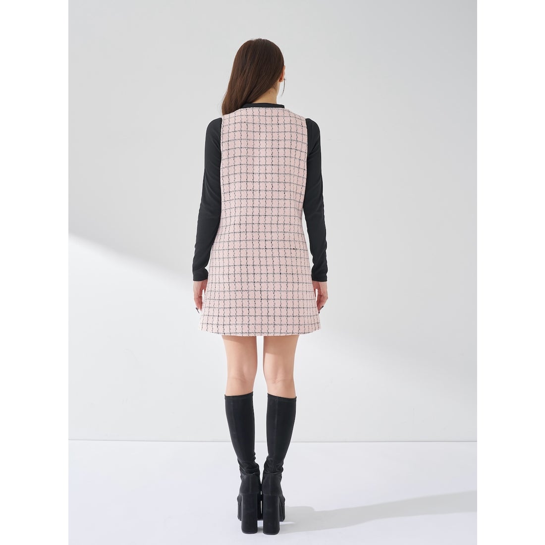 ダーリッチ Darich フロントファスナーツイードミニワンピース