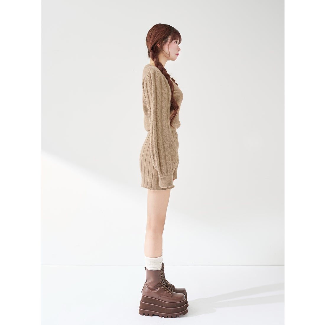 ダーリッチ Darich ハートオープンニットミニワンピース （グレー