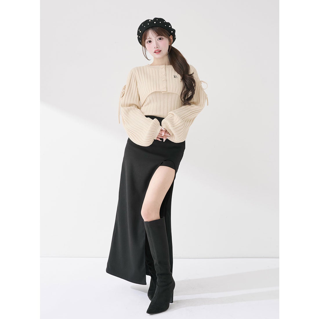 ダーリッチ Darich ショルダーオープンアンサンブルニットトップス