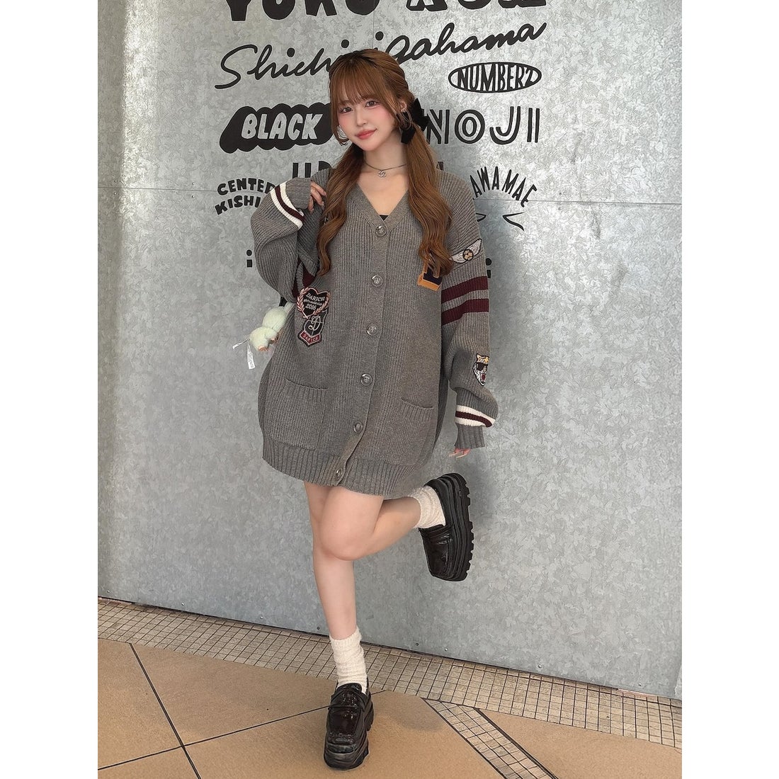 ダーリッチ Darich カレッジワッペンVネックニットカーディガン