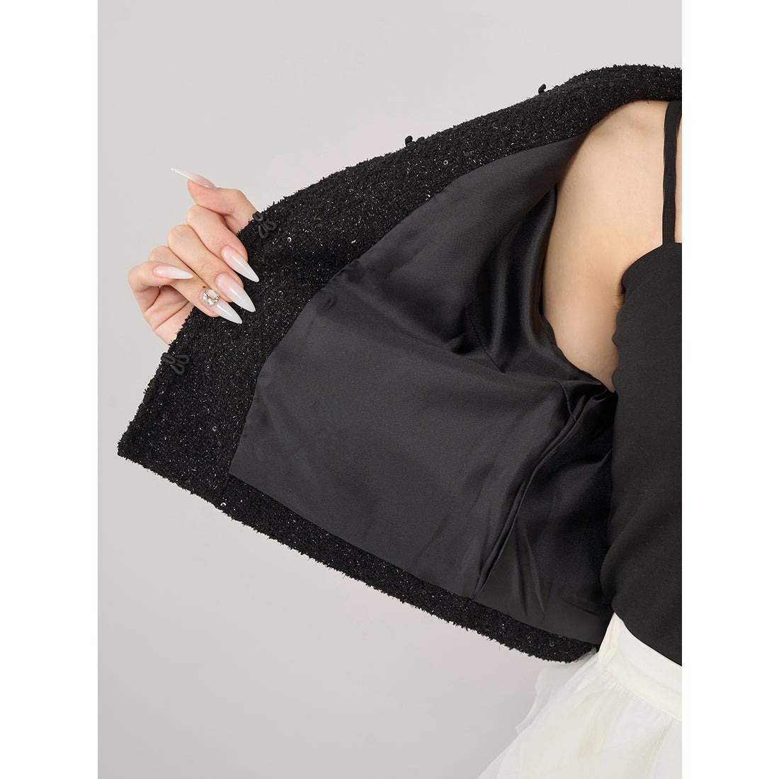 ダーリッチ Darich スパンコールツイードジャケット （ブラック