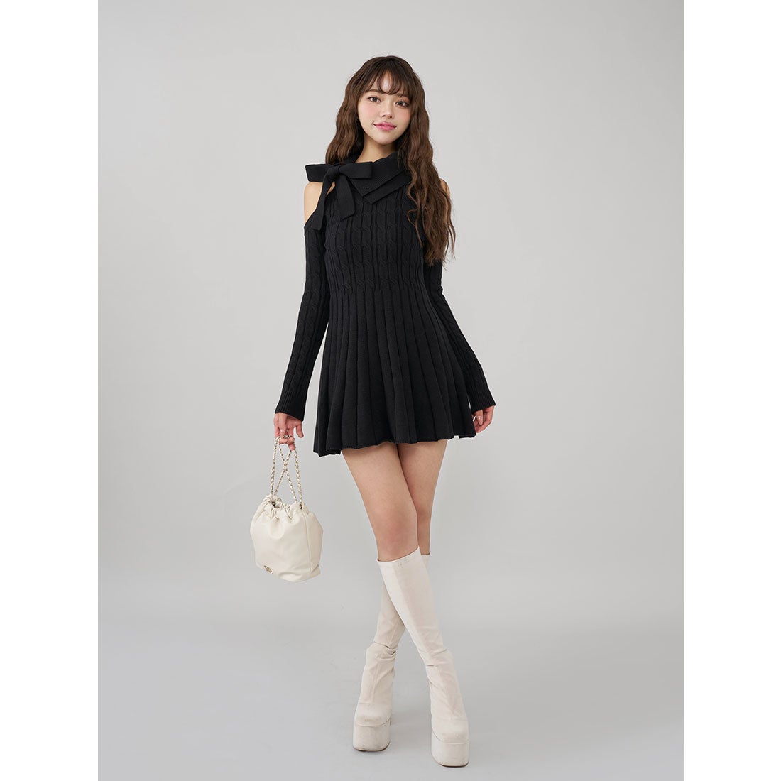 ダーリッチ Darich アメスリフレアニットミニワンピース （ブラック