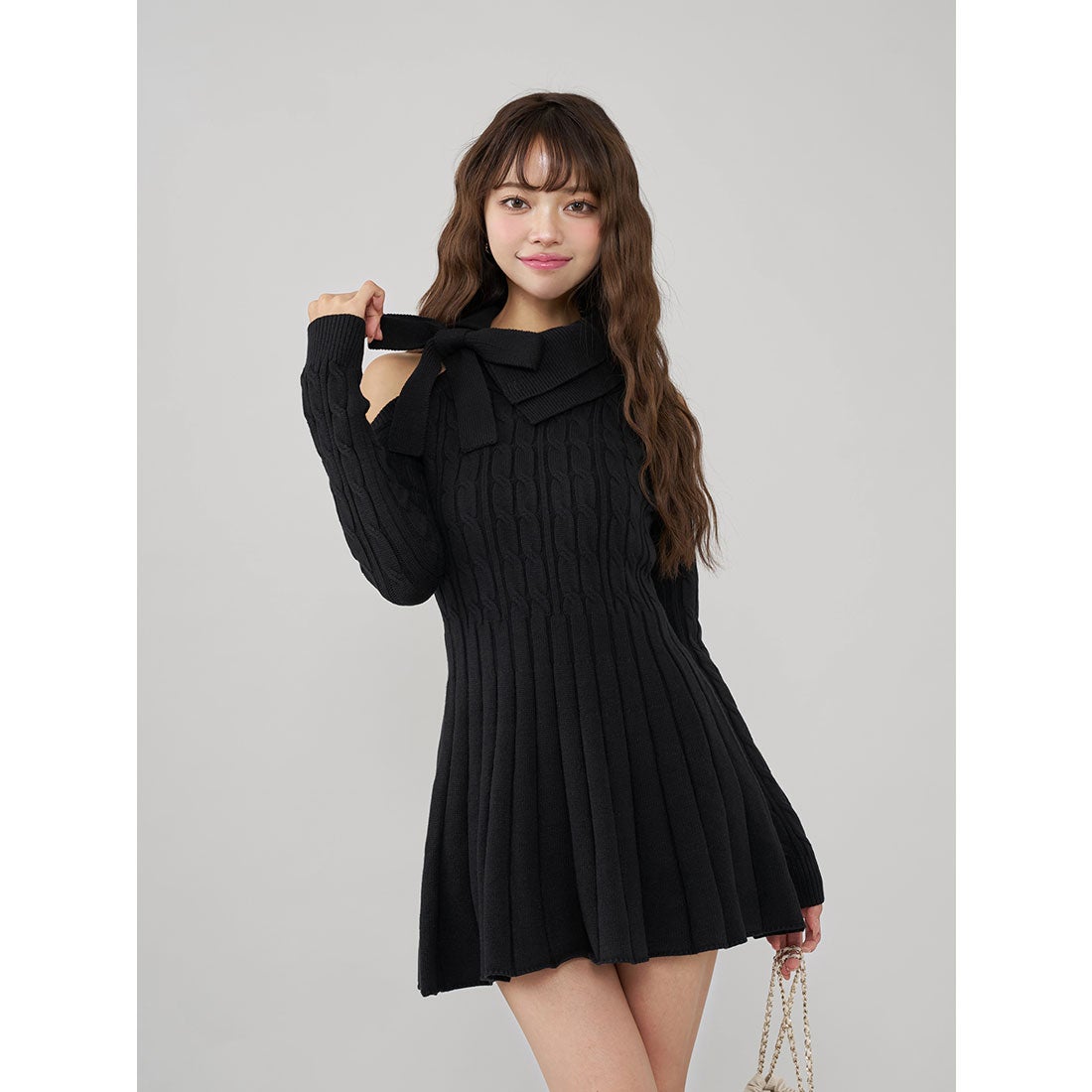 ダーリッチ Darich アメスリフレアニットミニワンピース （ブラウン