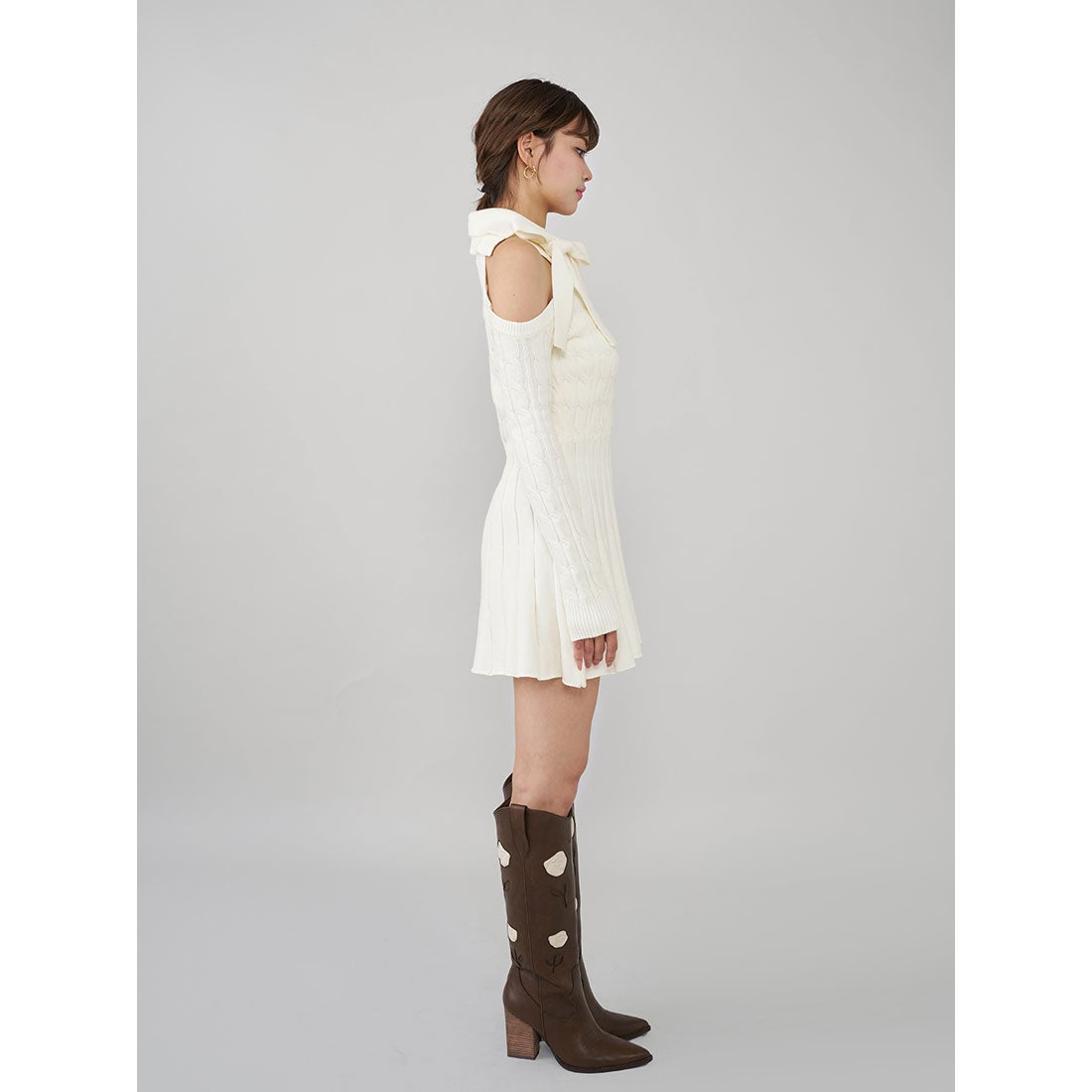 ダーリッチ Darich アメスリフレアニットミニワンピース （ブラウン