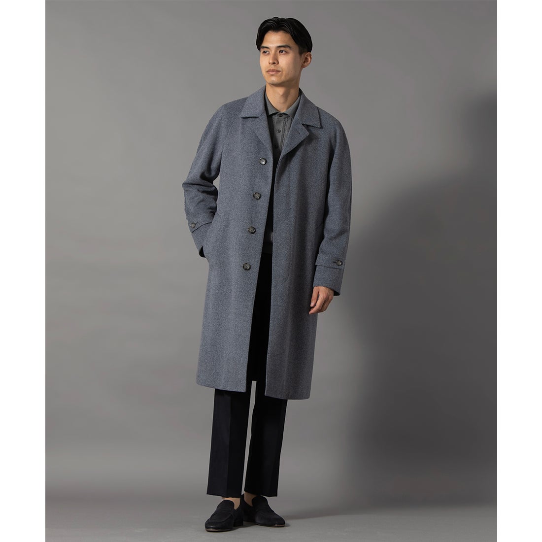 ウールアンゴラビーバーツイルバルカラーコート(ロングレングス