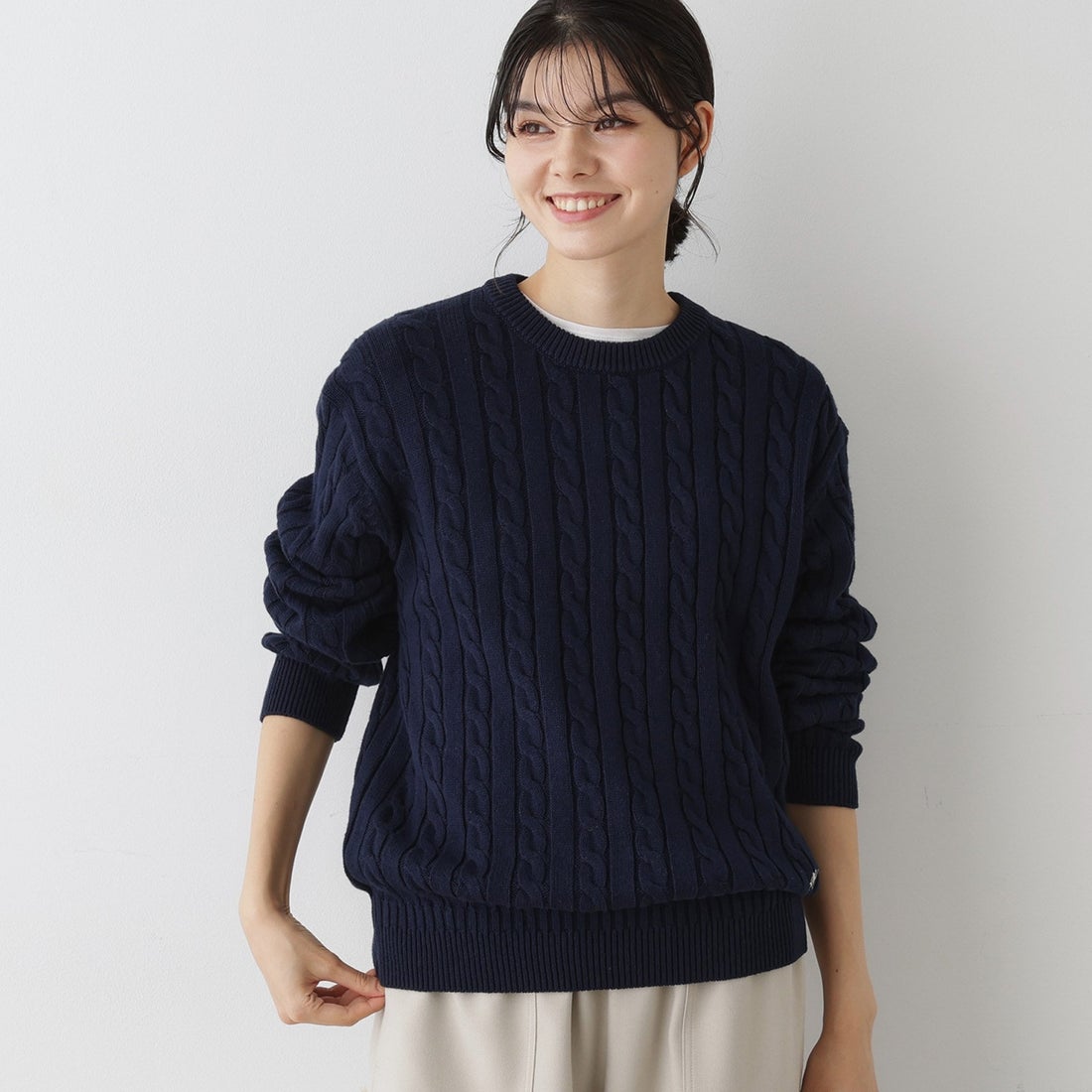 デッサン Dessin 【ユニセックス】ケーブルニット （ネイビー(094