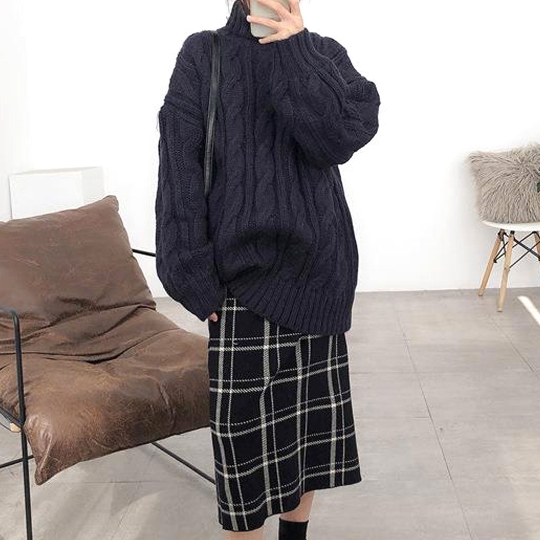 デューリリー Dewlily チェック柄ニットスカート レディース 10代 20代